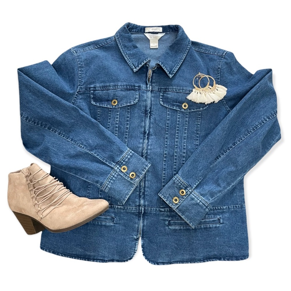 Christopher and Banks Stretch Jean jacket - Petite L